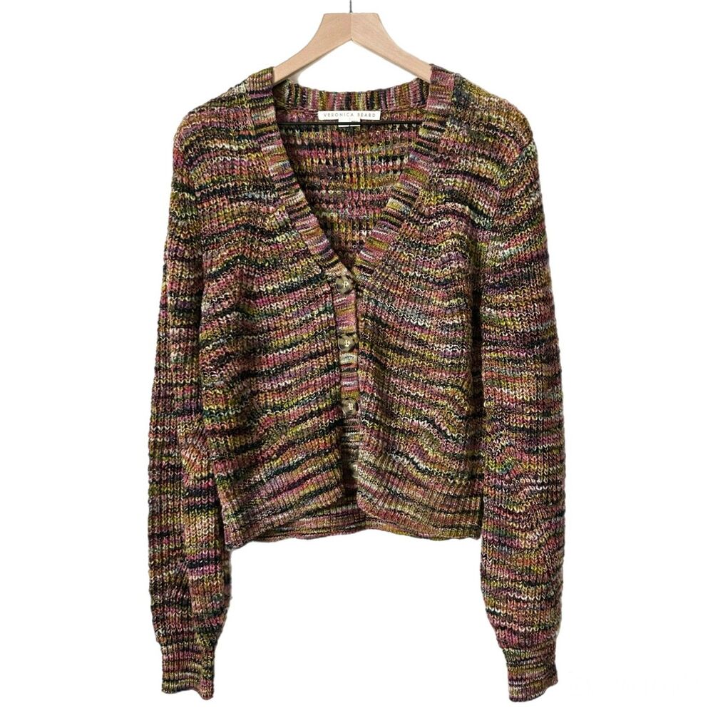 Veronica Beard Dolra Merino Wool Blend Knit Cardigan Sweater Size Large - Picture 2 of 6